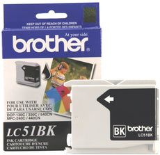 Brother Genuine Standard-Yield Black Ink Cartridge, 500 Pages - LC51BK