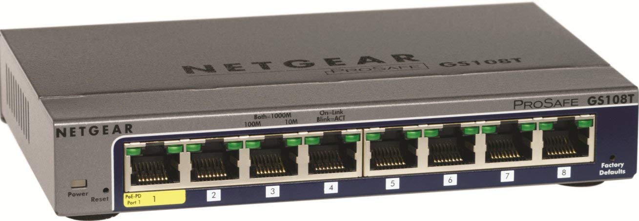 Netgear ProSafe GS108Tv2 8-port Gigabit Smart Managed Switch, 8-Port Gigabit Ethernet - GS108T-200NAS