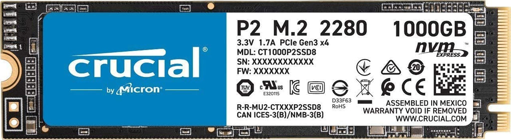 Crucial P2 M.2 Internal 1TB Solid State Drive, 3D NAND NVMe PCIe SSD - CT1000P2SSD8