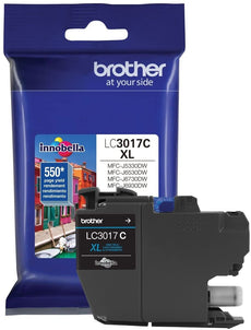 Brother Genuine High-Yield Cyan Ink Cartridge, 550 Pages - LC3017C