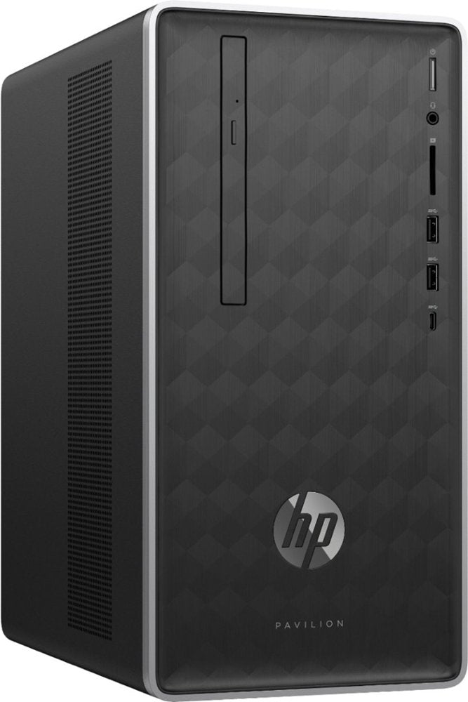 HP Pavilion 590-p0044 Mini Tower Desktop PC, AMD Ryzen 5- 2400G, 3.60GHz, 12GB RAM, 1TB SATA, Windows 10 Home 64-Bit, Ash Silver- 3LA79AA#ABA (Certified Refurbished)