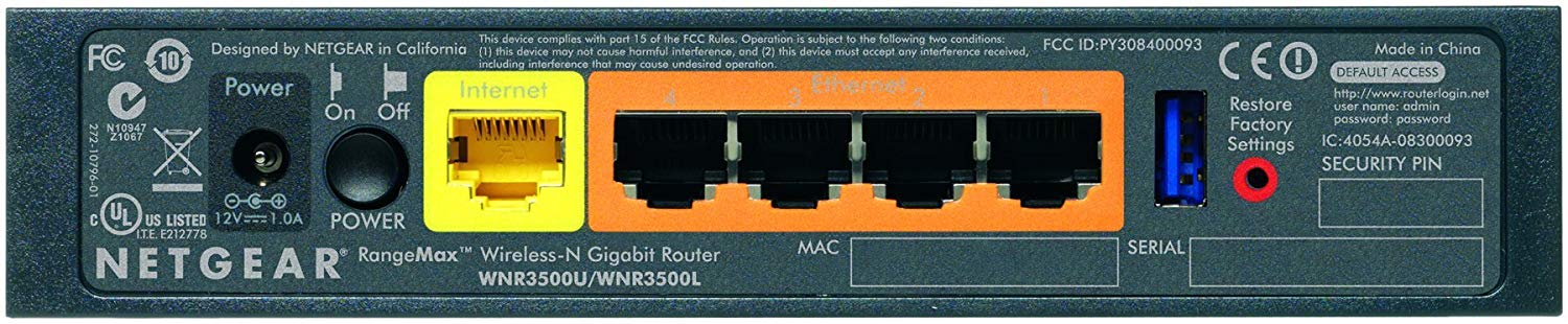 Netgear RangeMax N300 Open Source N Router, Wireless, Gigabit Ethernet, USb 2.0 -  WNR3500L-100NAS