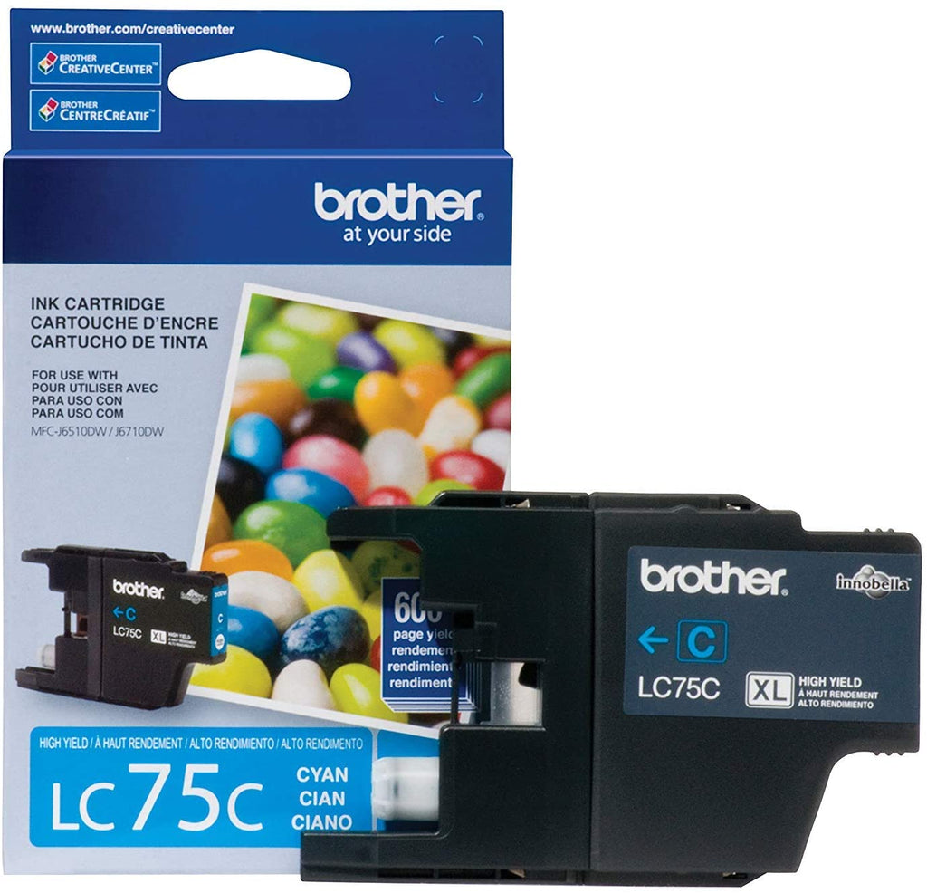 Brother Genuine High Yield Cyan Ink Cartridge, 600 Pages - LC75C