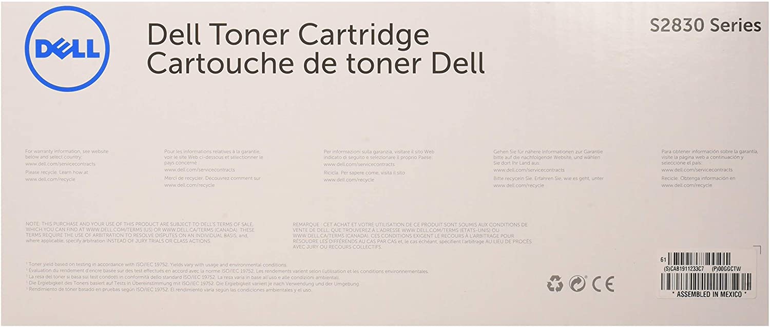 DELL S2830dn Black Toner Cartridge for Laser Printer, 8500 pages - GGCTW