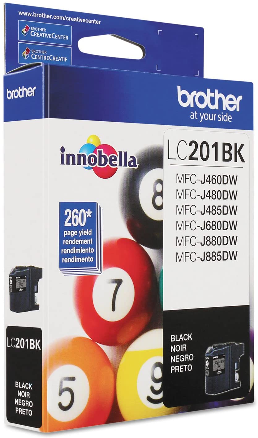 Brother Genuine Standard-Yield Black Ink Cartridge, 260 Pages - LC201BK
