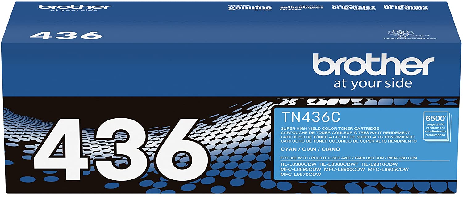 Brother Genuine Super High-Yield Cyan Toner Cartridge, 6500 Pages - TN436C
