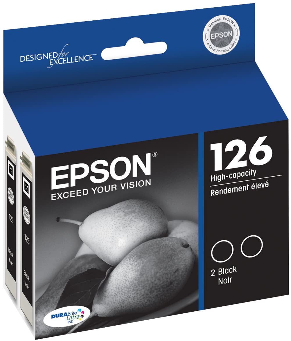 Epson 126 Black Dual Pack Ink Cartridge (2-Pack), 370 Pages - T126120-D2