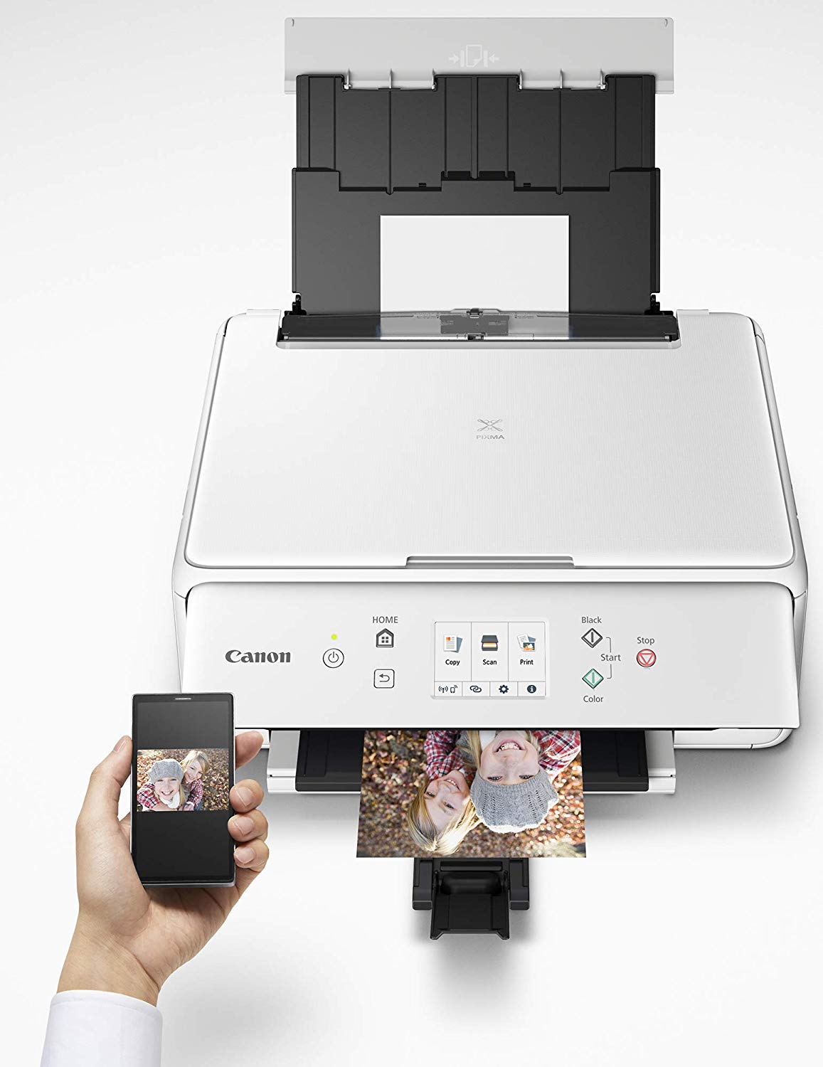 Canon PIXMA TS6220 Wireless Inkjet All-In-One Printer, Color Printer, Bluetooth, USB & Wi-Fi Connectivity, White - 2986C022