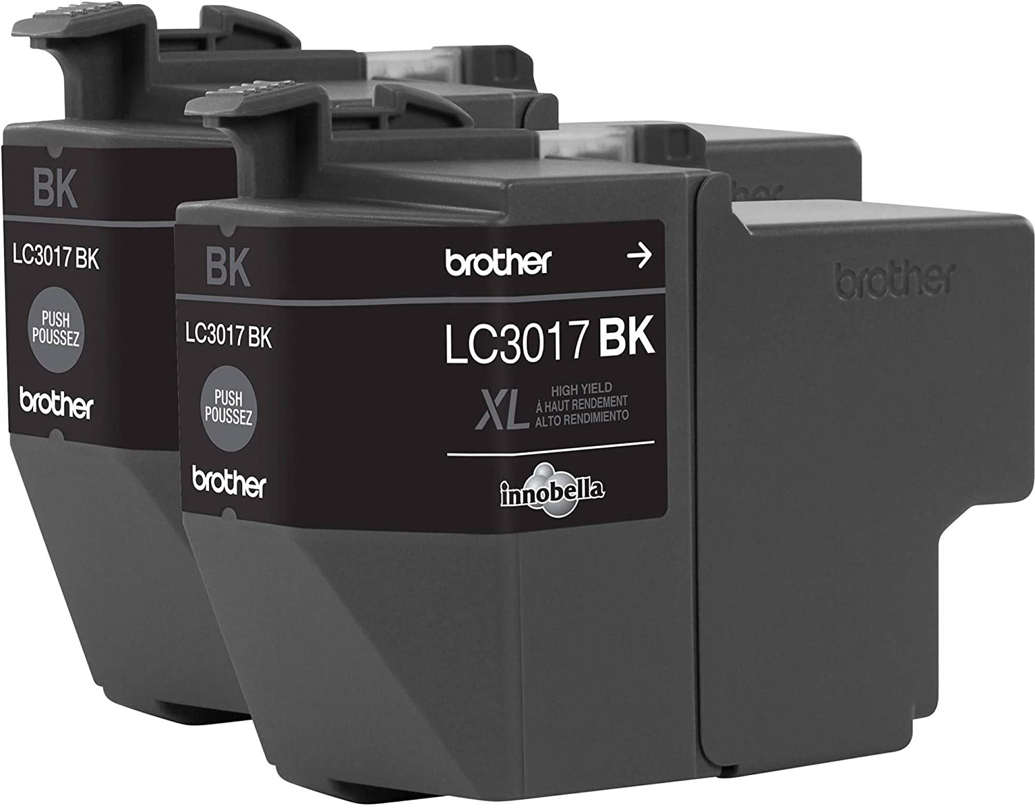 Brother Genuine LC3017 High-Yield 2-pack Black Ink Cartridges, 550 Pages - LC30172PK