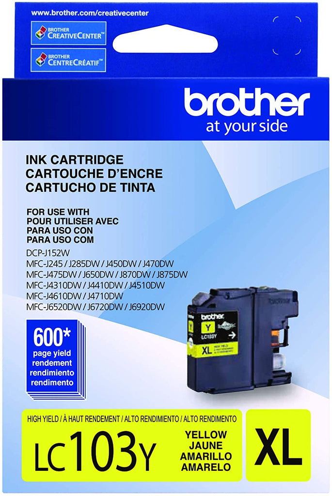 Brother Genuine High-Yield Yellow Ink Cartridge, 600 Pages - LC103Y