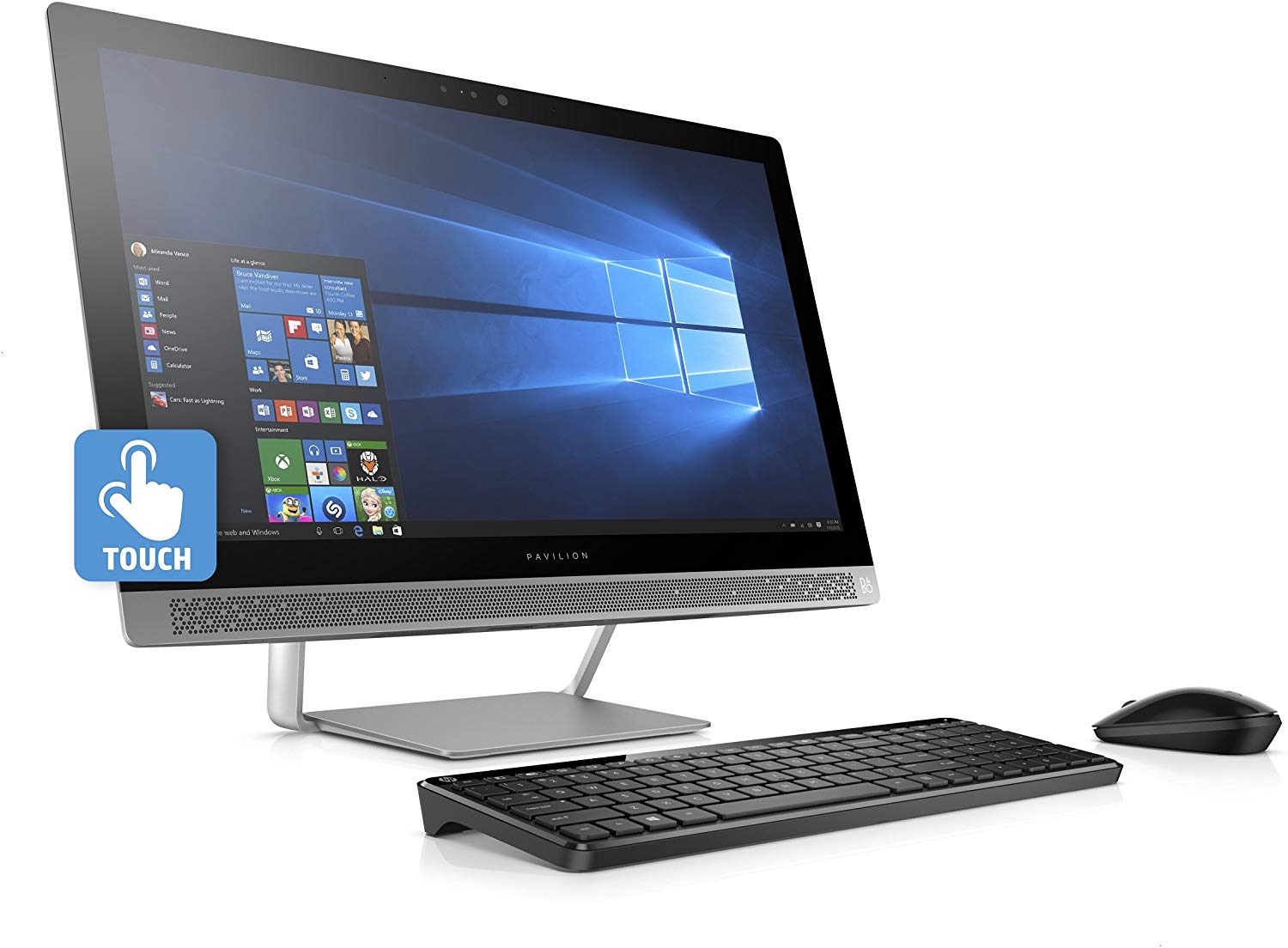 HP Pavilion 24-b010z 23.8" FHD (Touchscreen) All-in-One Computer, AMD A9-9410, 2.90GHz, 12GB RAM, 1TB HDD, Windows 10 Home 64-Bit - V9A85AA#ABA (Certified Refurbished)