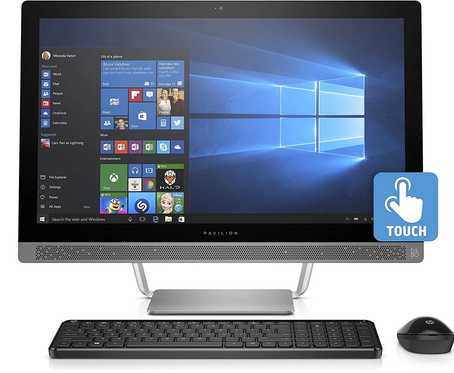 HP Pavilion 24-b010z 23.8" FHD (Touchscreen) All-in-One Computer, AMD A9-9410, 2.90GHz, 12GB RAM, 1TB HDD, Windows 10 Home 64-Bit - V9A85AA#ABA (Certified Refurbished)
