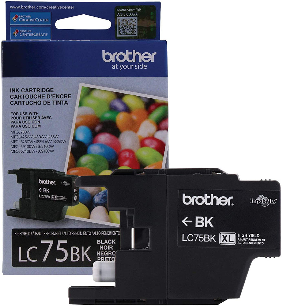 Brother Genuine High Yield Black Ink Cartridge, 600 Pages - LC75BK