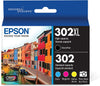 Epson 302XL Black High Capacity and Color Standard Capacity Ink Cartridges (5-Pack), Cyan/Magenta/Yellow/Black/Photo Black - T302XL-BCS