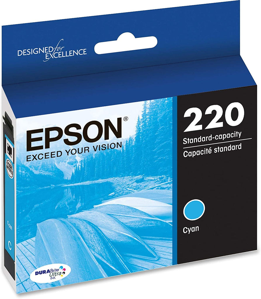 Epson 220 DURABrite Ultra Cyan Ink Cartridge for Expression & WorkForce Printers, 165 Pages - T220220-S