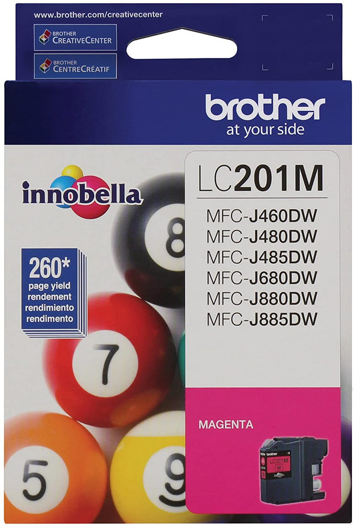 Brother Genuine Standard-Yield Magenta Ink Cartridge, 260 Pages - LC201M