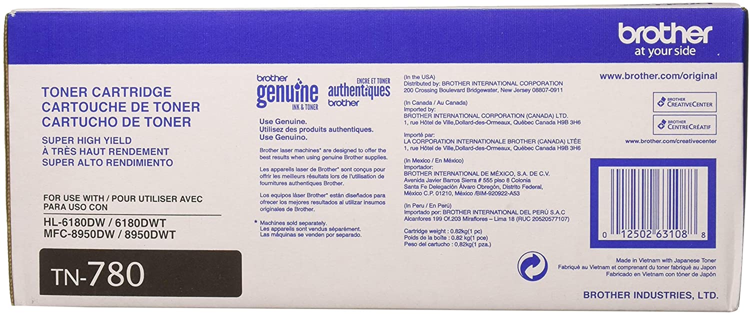 Brother Genuine Super High-yield Black Toner Cartridge, 12,000 Pages - TN780