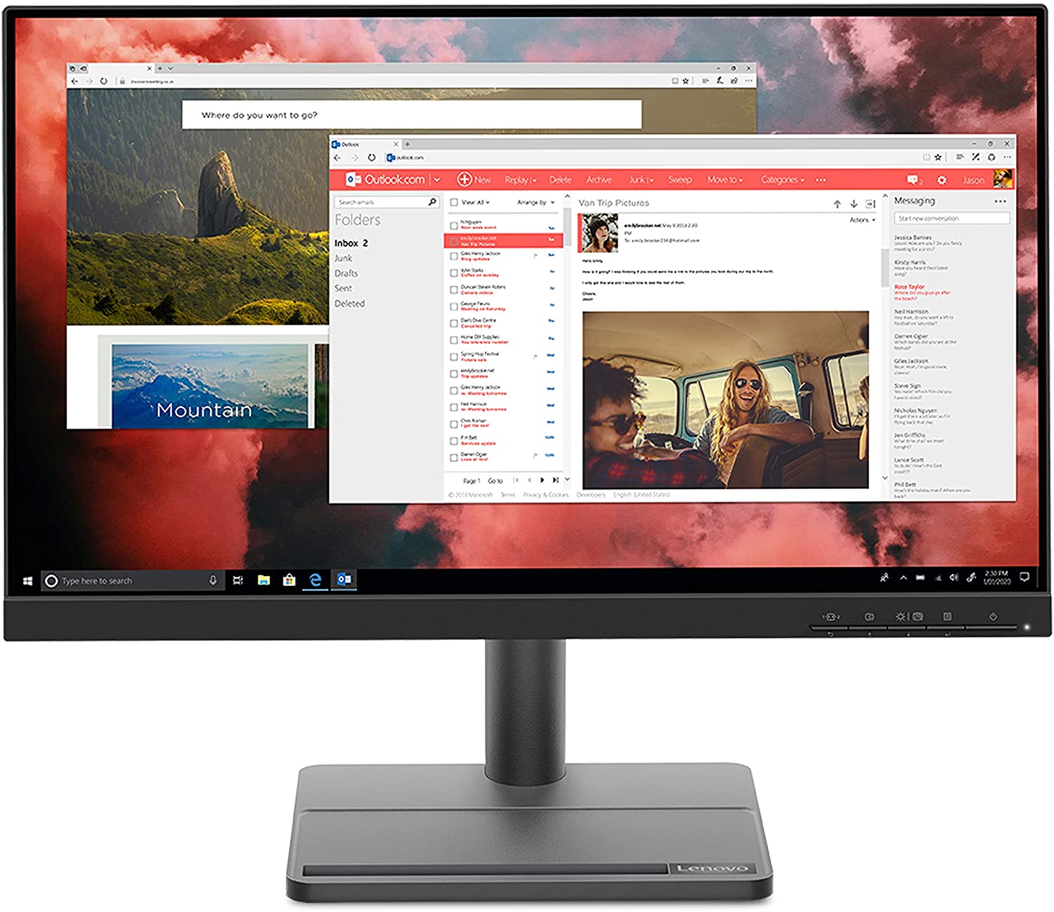Lenovo L22e-30 21.5" FHD WLED Monitor, 4ms, 16:9, 3000:1-Contrast - 66CBKCC1US