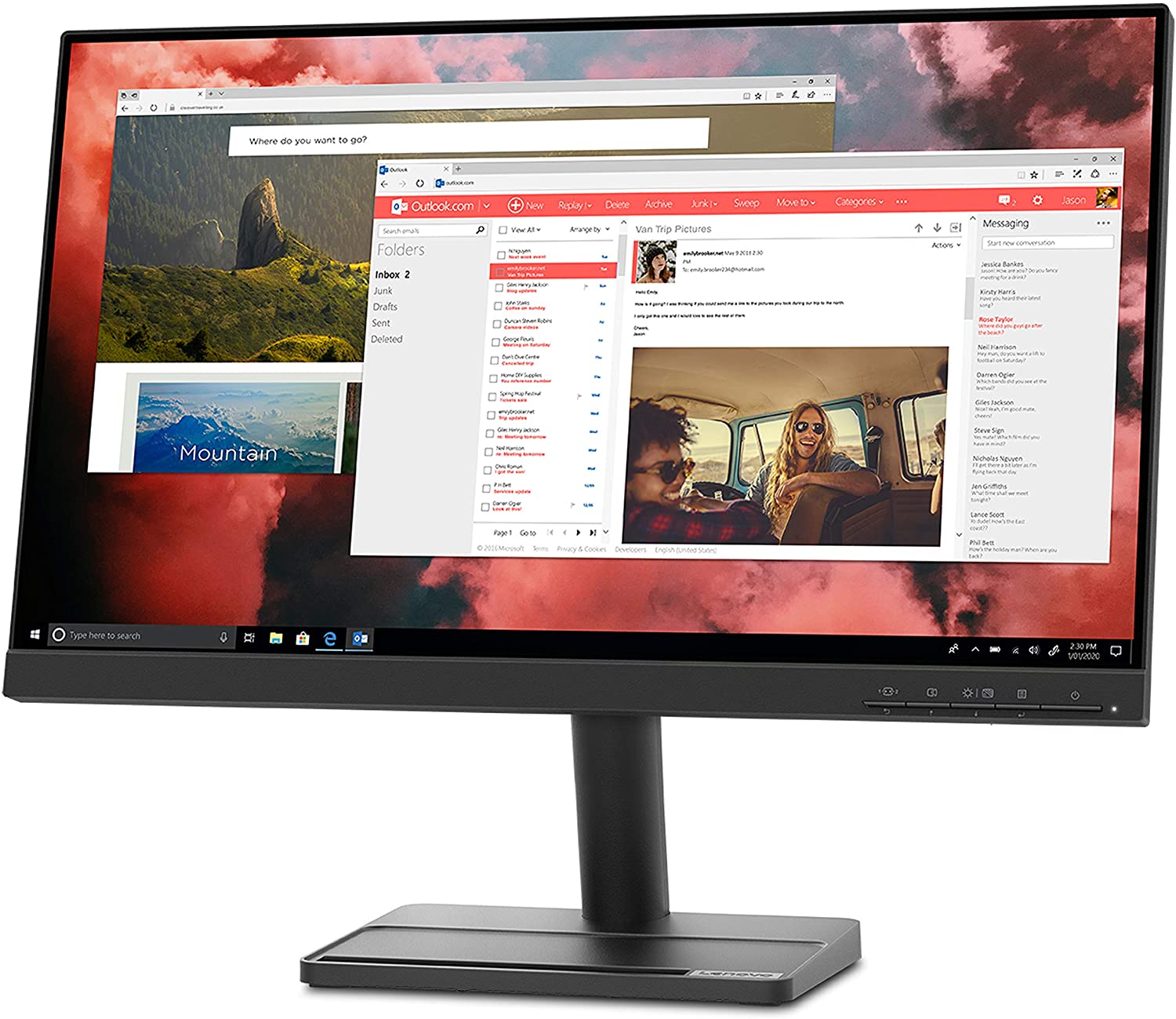 Lenovo L22e-30 21.5" FHD WLED Monitor, 4ms, 16:9, 3000:1-Contrast - 66CBKCC1US (Refurbished)