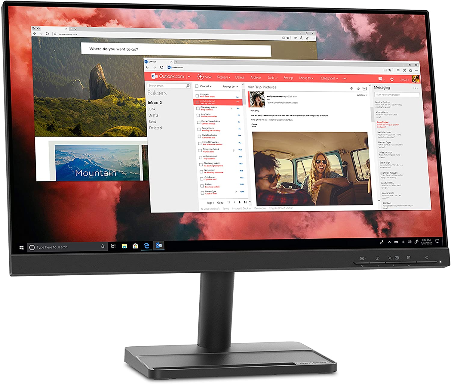 Lenovo L22e-30 21.5" FHD WLED Monitor, 4ms, 16:9, 3000:1-Contrast - 66CBKCC1US (Refurbished)