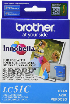 Brother Genuine Standard-Yield Cyan Ink Cartridge, 400 Pages - LC51C