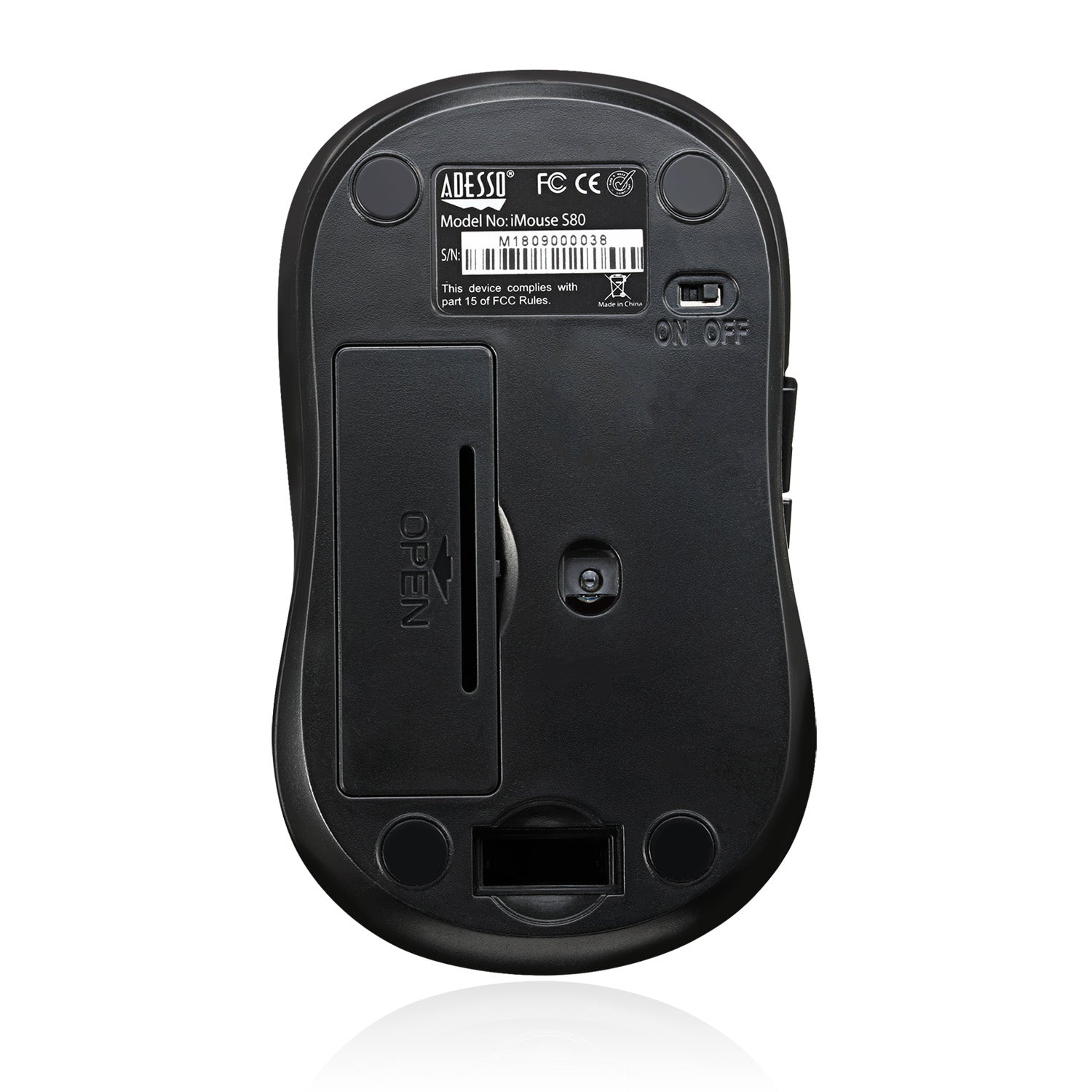Adesso iMouse S80R Wireless Fabric Optical Mini Mouse, RF, 2.40GHz, 1600dpi - iMouseS80R