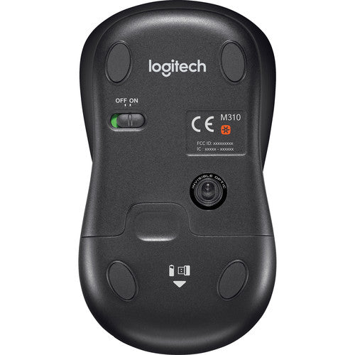 Logitech M310 Laser Wireless Mouse, Optical, RF Wireless, USB, 1000 DPI, Black-  910-004277