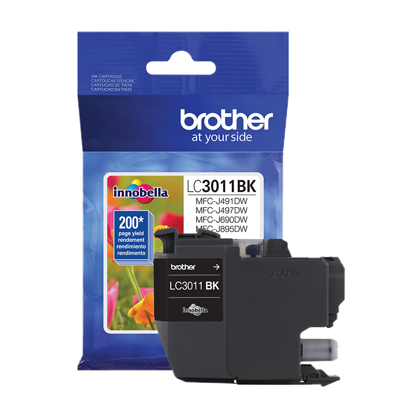 Brother Genuine Standard-Yield Black Ink Cartridge, 200 Pages - LC3011BK