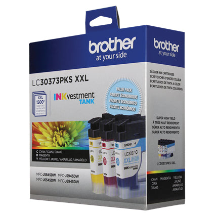 Brother INKvestment Tank Super High-Yield 3-pack Color Ink Cartridges, C/M/Y, 1500 Pages - LC30373PKS