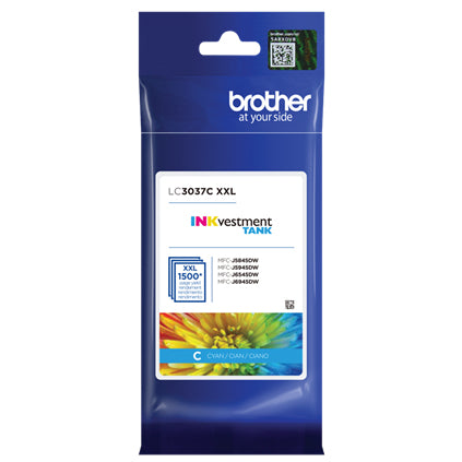 Brother INKvestment Tank Super High-Yield Cyan Ink Cartridge, 1500 Pages - LC3037C