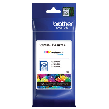 Brother INKvestment Tank Ultra High-yield Black Ink Cartridge, 6000 Pages - LC3039BK
