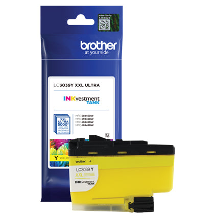 Brother INKvestment Tank Ultra High-yield Yellow Ink Cartridge, 5000 Pages - LC3039Y