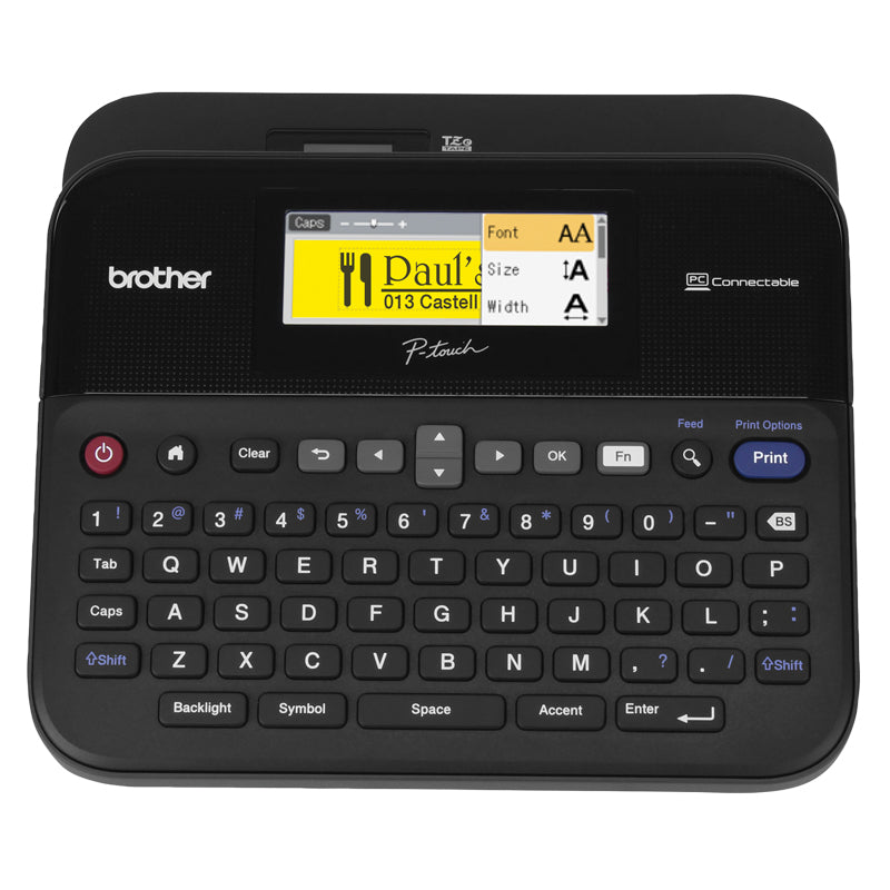 Brother P-Touch Desktop Label Maker, PC-connectable Labeler, QWERTY Keyboard, Thermal Transfer - PT-D600