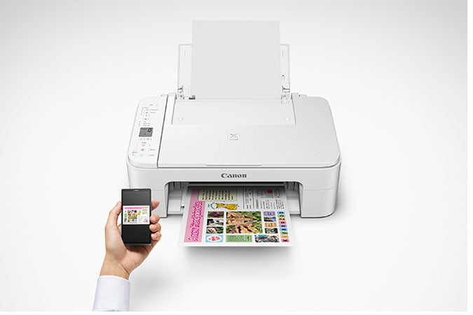 Canon PIXMA TS3120 Wireless Inkjet All-In-One Printer, Color Printer, USB & Wi-Fi Connectivity, White - 2226C022