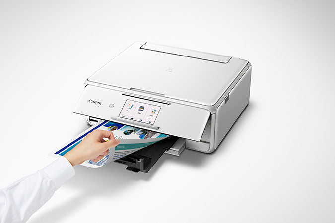 Canon PIXMA TS8120 Wireless Inkjet All-In-One Printer, Color Printer, Bluetooth, USB & Wi-Fi Connectivity, White - 2230C022