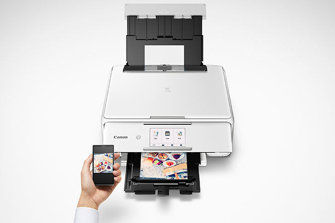 Canon PIXMA TS8120 Wireless Inkjet All-In-One Printer, Color Printer, Bluetooth, USB & Wi-Fi Connectivity, White - 2230C022