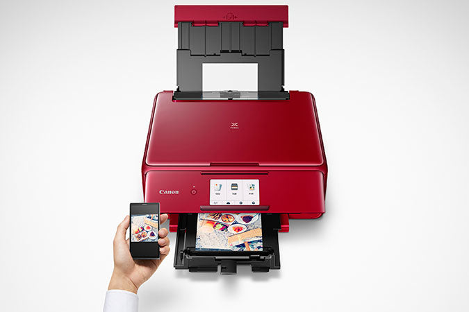 Canon PIXMA TS8120 Wireless Inkjet All-In-One Printer, Color Printer, Bluetooth, USB & Wi-Fi Connectivity, Red - 2230C042