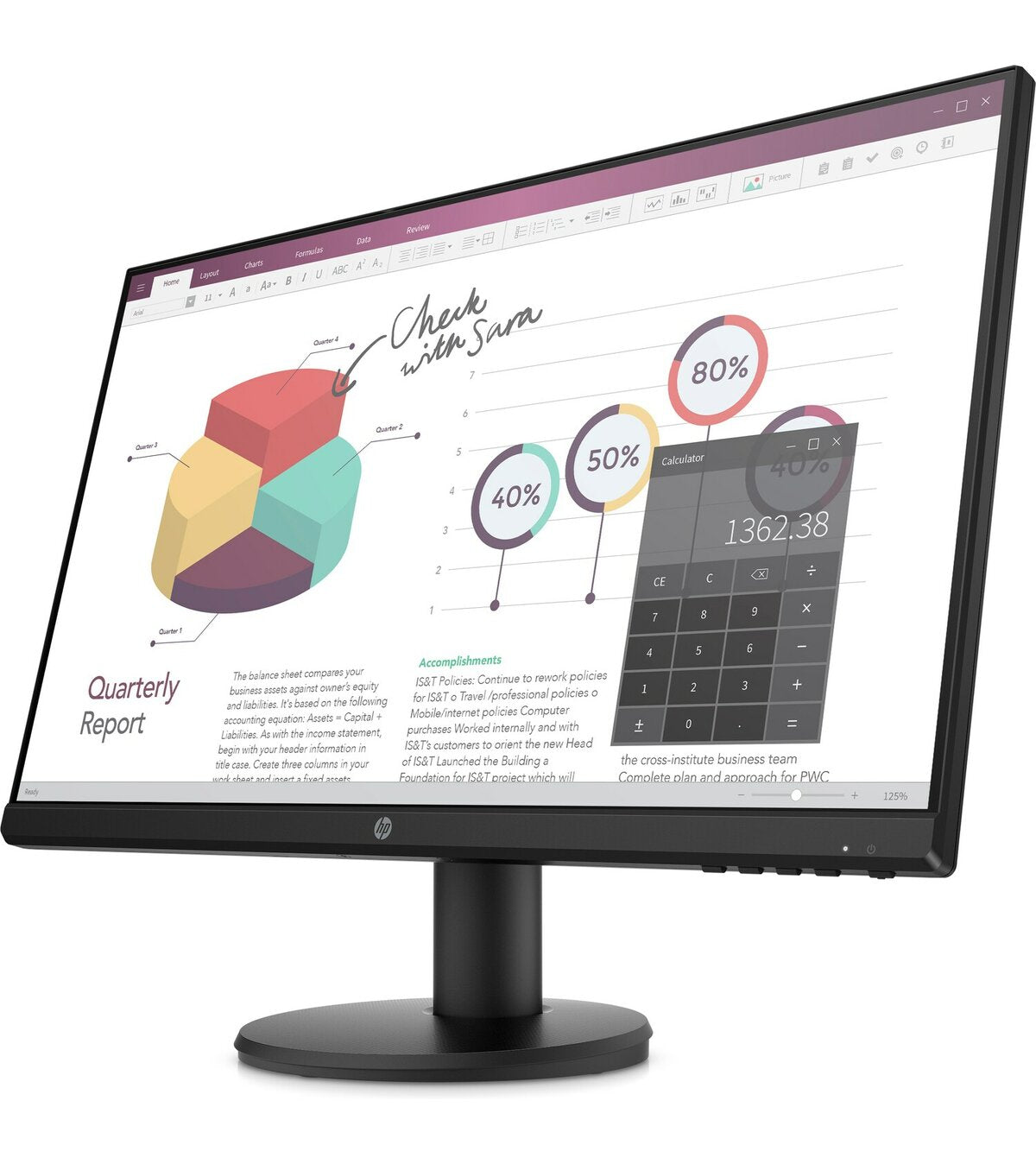 HP P24v G4 23.8" FHD LED Monitor, 16:9, 5ms, 1000:1-Contrast - 9TT78A6#ABA