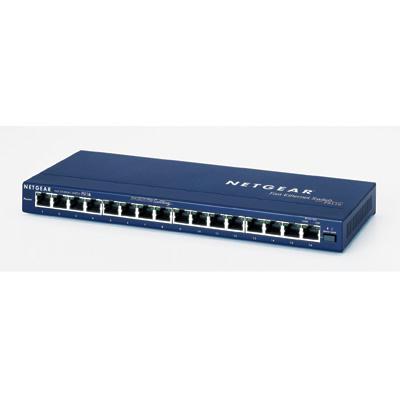 Netgear ProSafe 16-Port Fast Ethernet Unmanaged Switch, 16 x RJ-45 Ports, Desktop/Wall-mountable - FS116NA