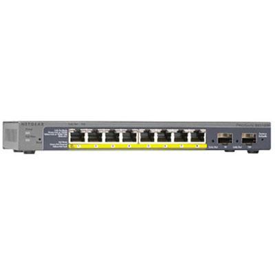 Netgear ProSafe 8-Port Gigabit PoE Smart Managed Switch, 8 PoE + 2 SFP Ports, Desktop/Wall-mountable - GS110TP-200NAS