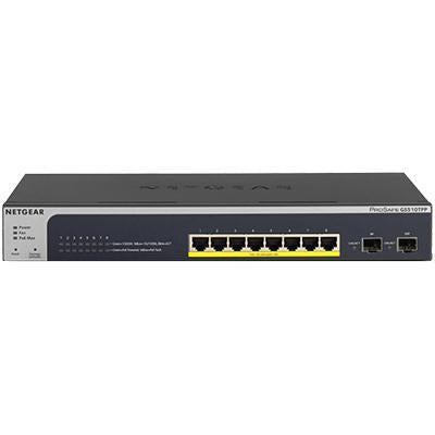 Netgear ProSafe 8-Port PoE+ Gigabit Smart Managed Switch, 8 x PoE+ Ports + 2 SFP Ports, Desktop/Rack-mountable - GS510TPP-100NAS