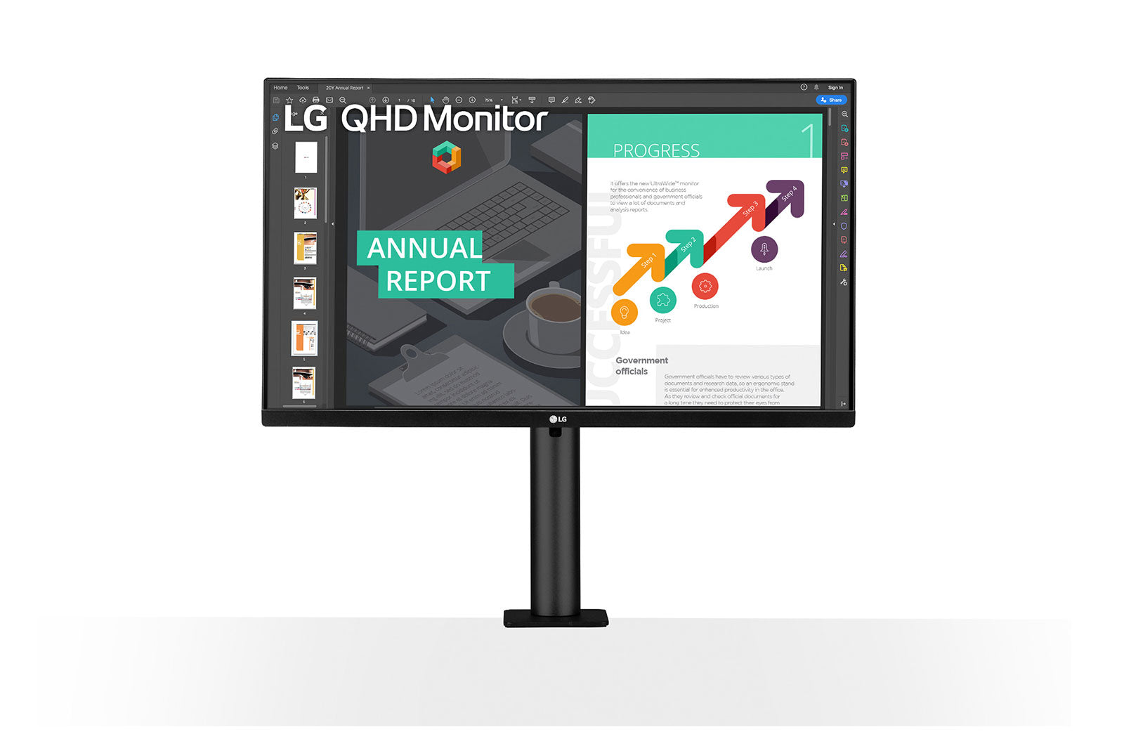 LG Ergo 27" QHD LCD Monitor with Ergonomic Stand, 16:9, 5ms, 1K:1-Contrast - 27BN88Q-B