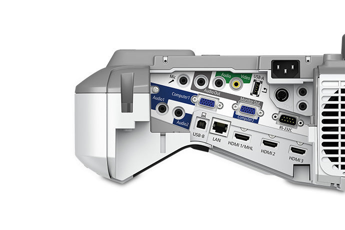 Epson BrightLink 695Wi Ultra Short Throw LCD Projector, 3LCD WXGA (1280x800), 3500 lumens, 14000:1, White - V11H740522