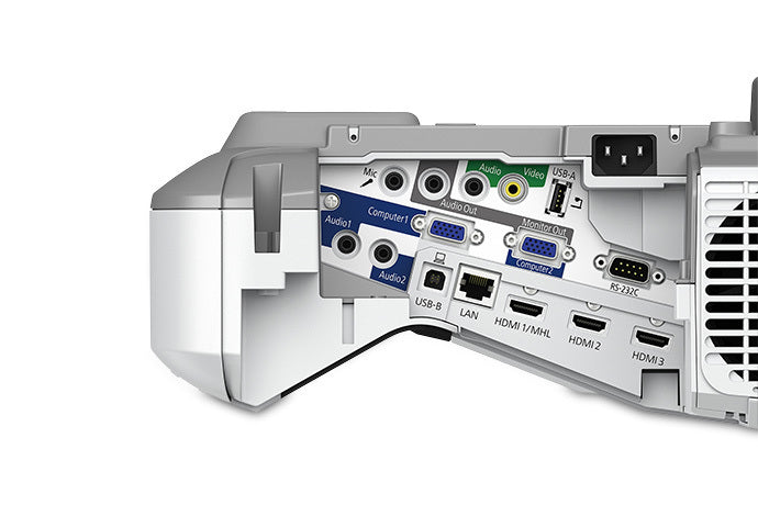 Epson PowerLite 675W Ultra-Short Throw Projector, 3LCD WXGA (1280 x 800), 3200 Lumens, 14,000:1, White - V11H745520