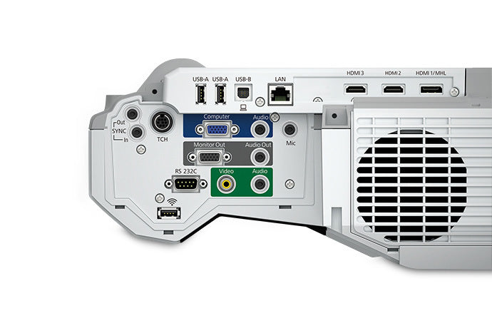 Epson BrightLink 697Ui Ultra Short Throw LCD Projector, 4400 Lumens, 3LCD WUXGA (1920 x 1200), 16,000:1, Wi-Fi - V11H823022
