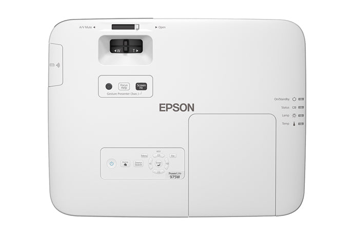 Epson PowerLite 975W Projector, 3LCD WXGA (1280 x 800), 3600-Lumen, 15,000:1, White - V11H835020