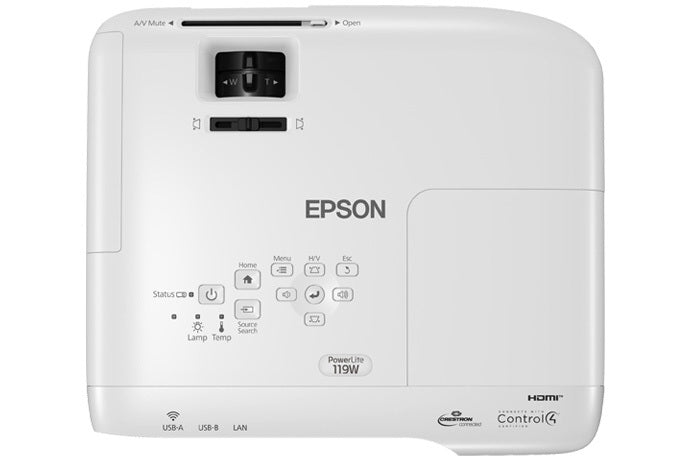 Epson PowerLite 119W 3LCD WXGA Classroom Projector with Dual HDMI, 4000 Lumens, 16000:1-Contrast - V11H985020-N (Certified Refurbished)