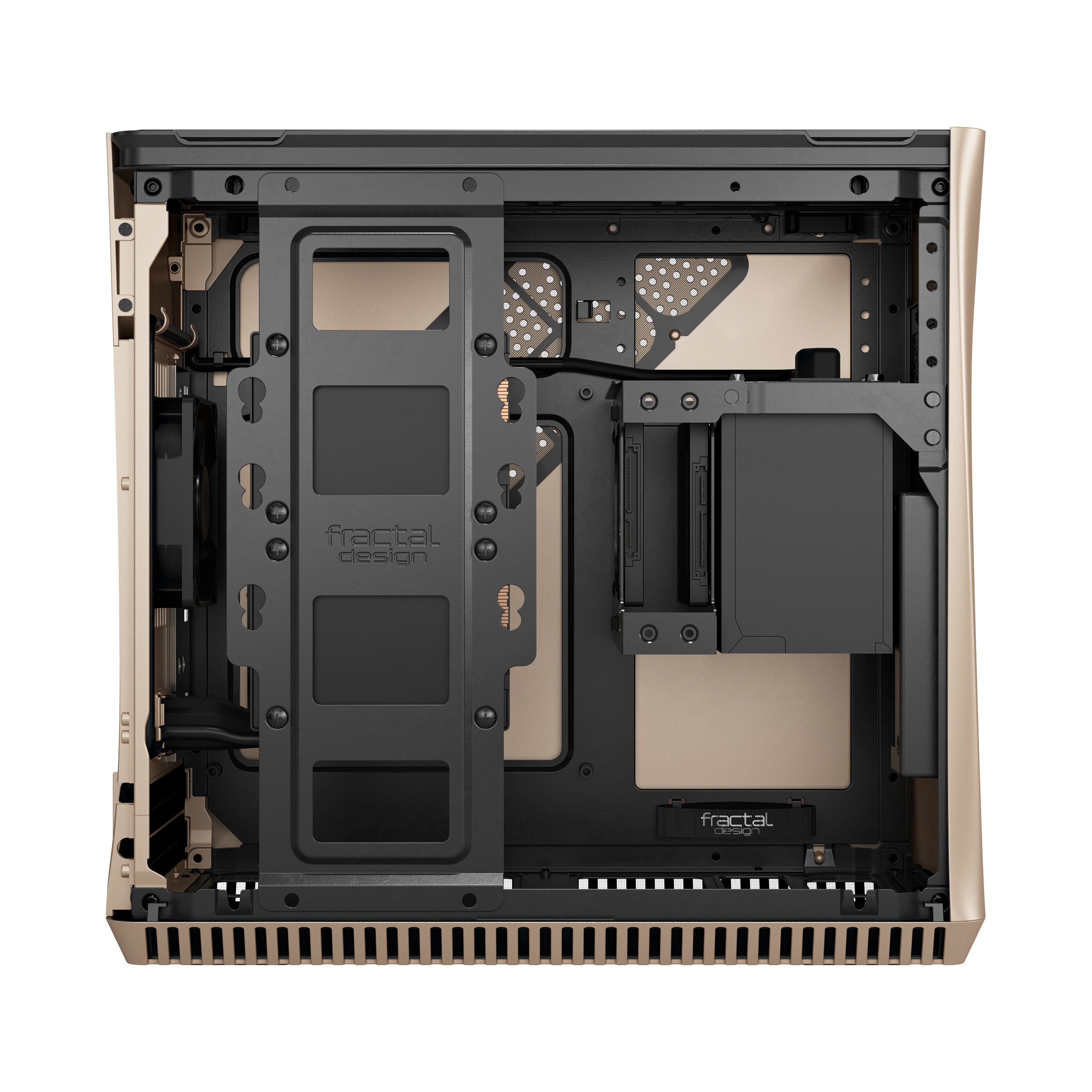 Fractal Design Era ITX SFF Computer Case, USB Ports, Cooling Fans, One 3.5" HDD or Two 2.5" SSDs Support, Gold - FD-CA-ERA-ITX-CHP