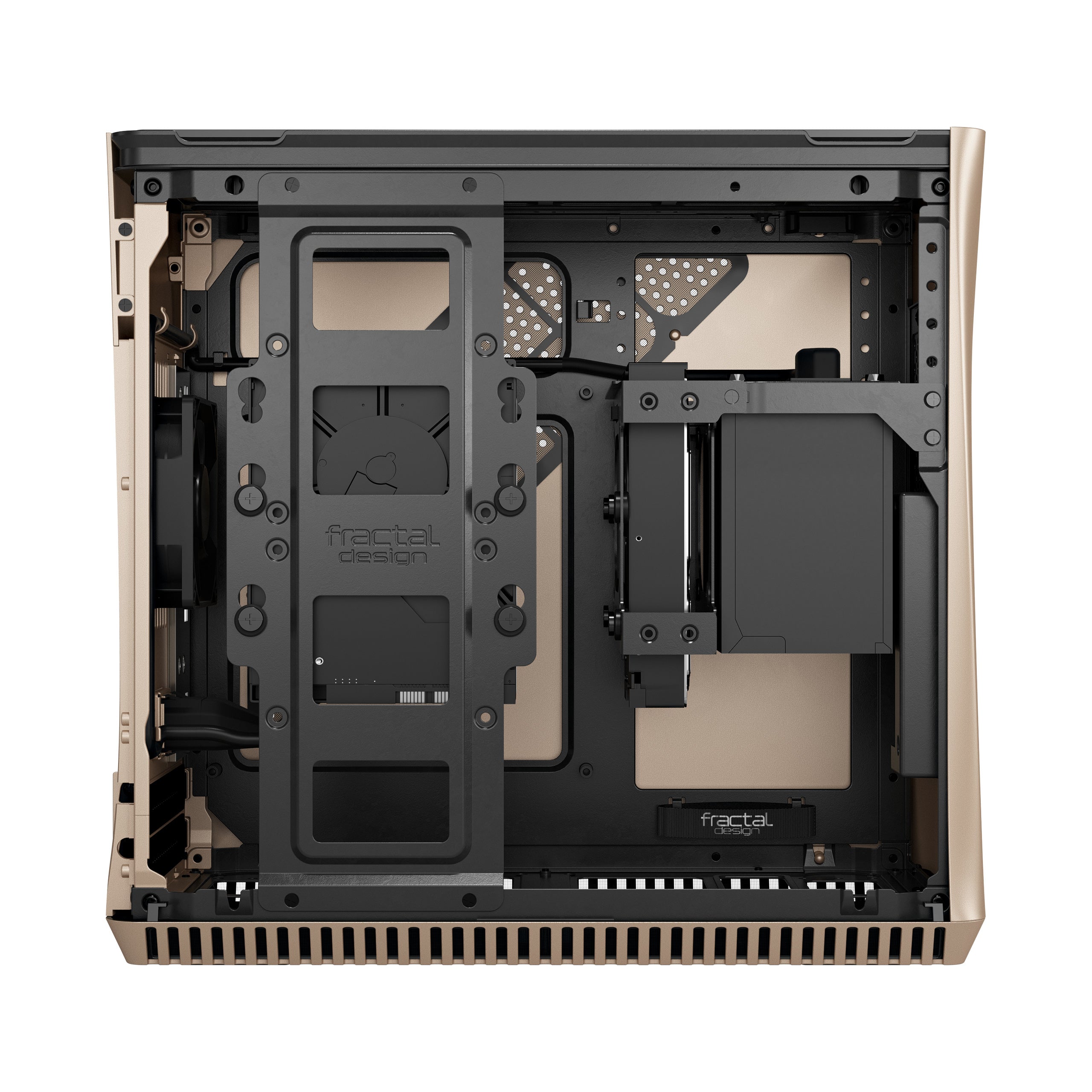 Fractal Design Era ITX SFF Computer Case, USB Ports, Cooling Fans, One 3.5" HDD or Two 2.5" SSDs Support, Gold - FD-CA-ERA-ITX-CHP