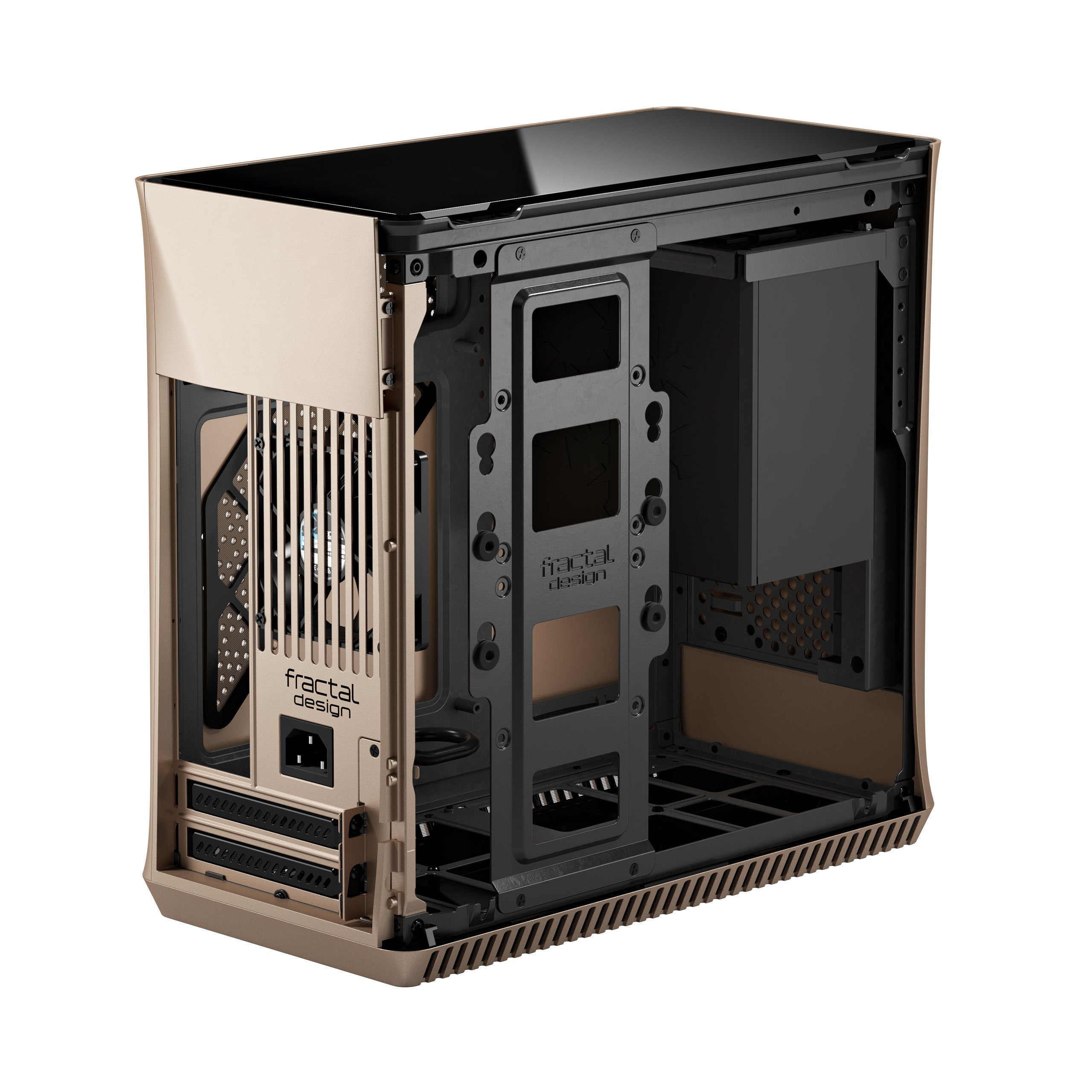 Fractal Design Era ITX SFF Computer Case, USB Ports, Cooling Fans, One 3.5" HDD or Two 2.5" SSDs Support, Gold - FD-CA-ERA-ITX-CHP